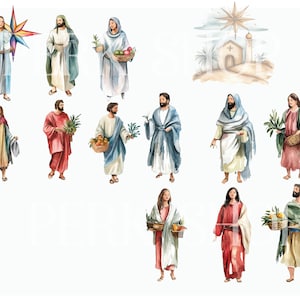 Paquete de imágenes prediseñadas bíblicas en acuarela: Arte religioso PNG (descarga digital) imagen 7