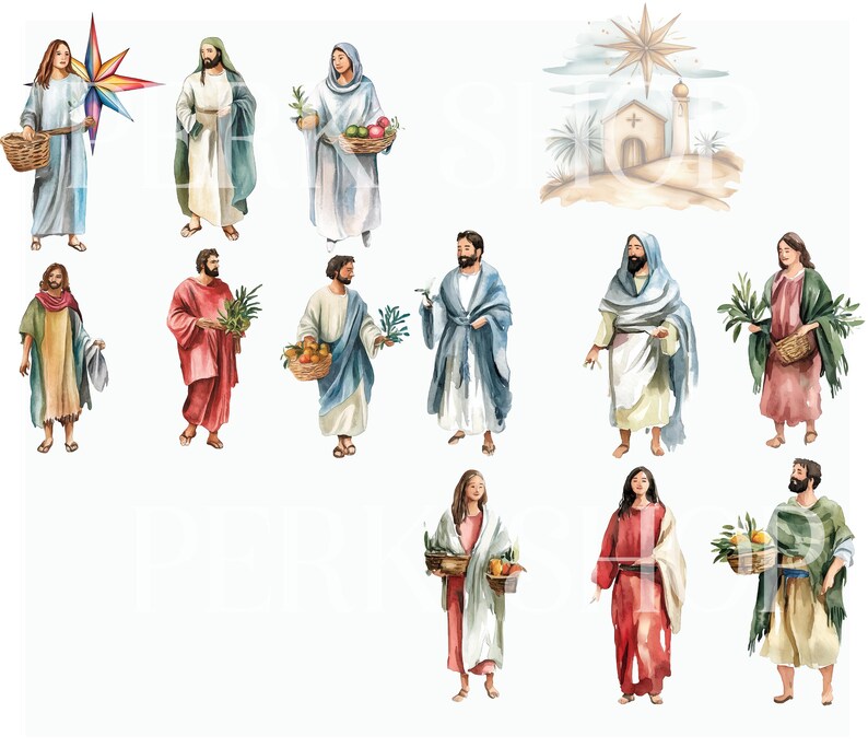 Paquete de imágenes prediseñadas bíblicas en acuarela: Arte religioso PNG (descarga digital) imagen 7