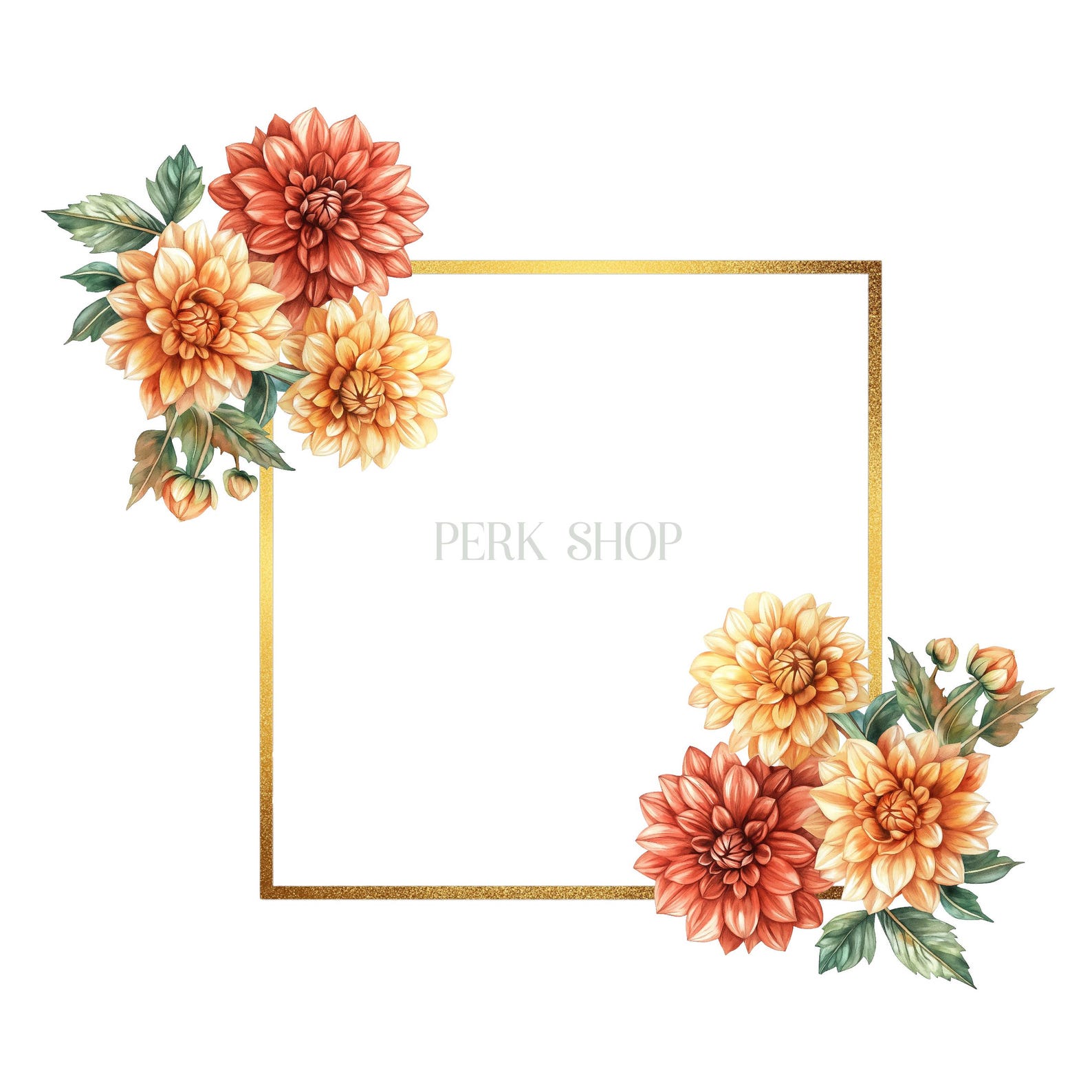 Fall Floral Frame Clipart Bundle: Mums & Wildflowers (20 PNG) (digital ...