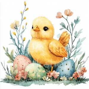 Easter Clipart, Chick Easter Cute Farm Animal Watercolor Printable ...