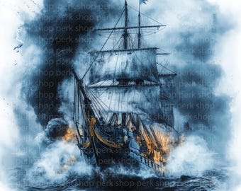 Ghost Ship Clipart: Watercolor Pirate Ship Illustrations (Digital Download, JPG & PNG, Commercial Use)