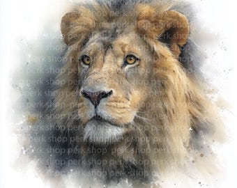 Jaguar Watercolor Portrait, Wild Cat Face Illustration, Elegant Animal Art, Big Cat Wall Art, Wildlife Printable PNG