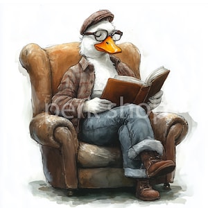 Dummer Gänse lesen Clipart, Buchklub Ente, T-Shirt Design, lustige Buchliebhaber Kunst, Einzigartige Lesezeichen Druck, druckbare Fertigkeit
