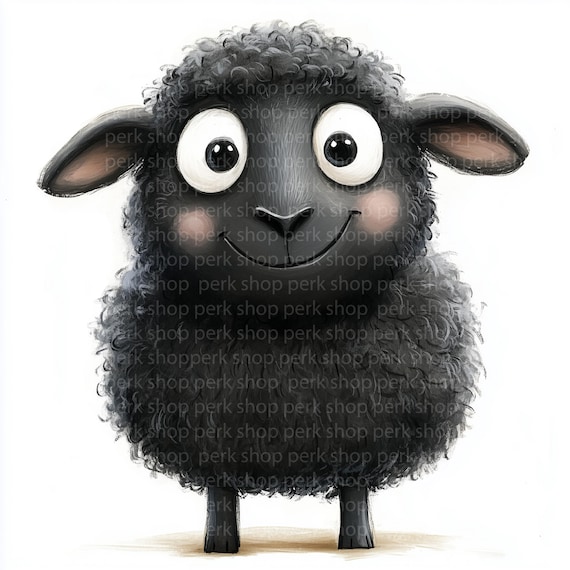 かわいい黒羊のクリップアート7選｜笑顔の漫画農場動物のイラスト