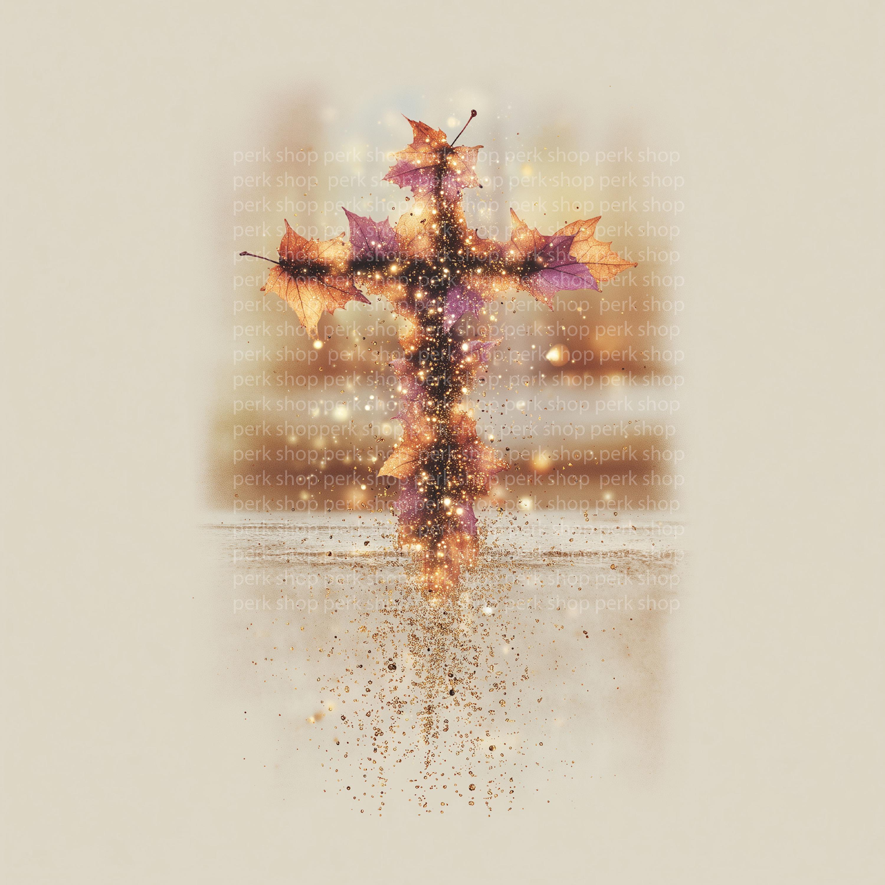 Autumn Leaves Cross Watercolor Clipart, Christian Fall Cross PNG, Faith ...