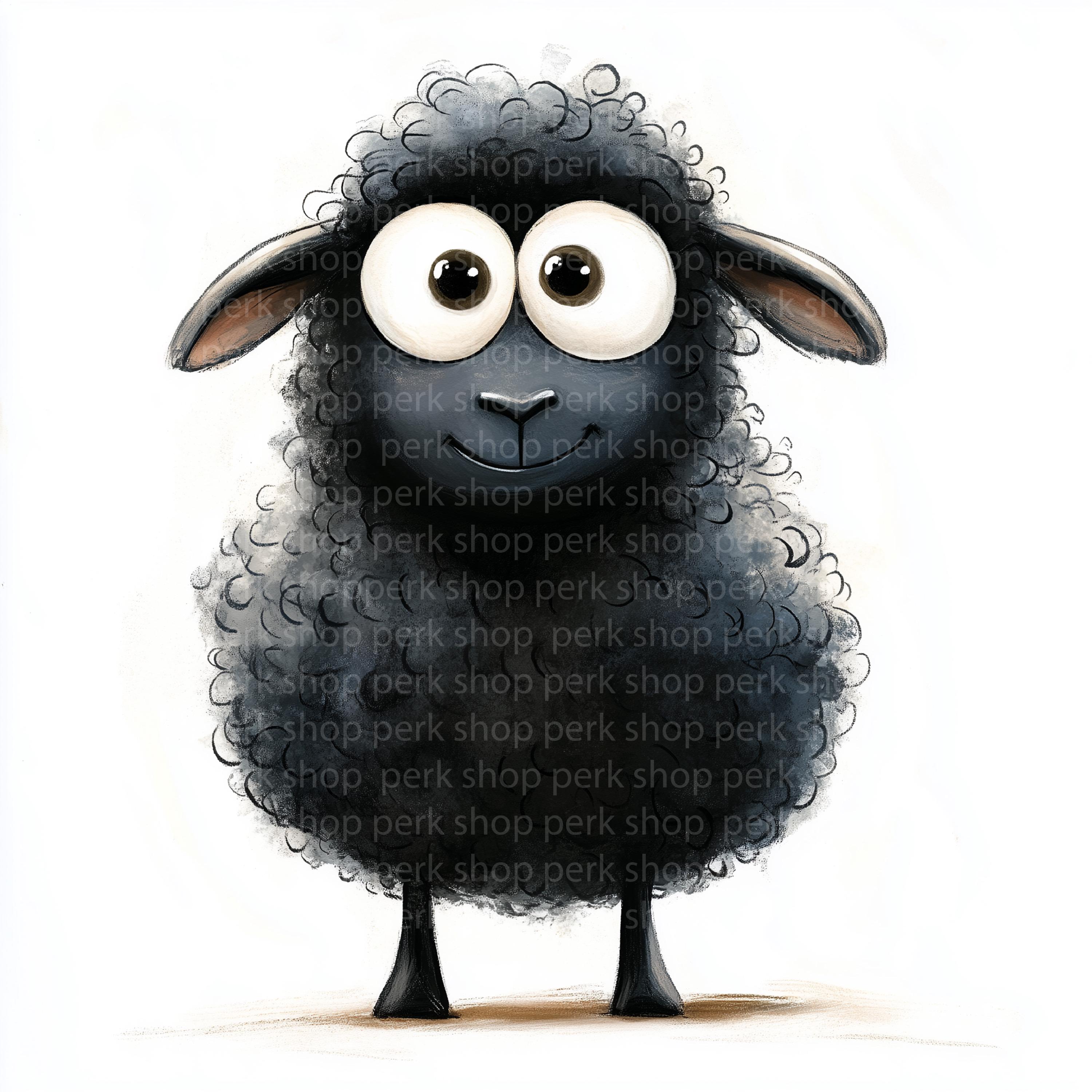7 Cute Black Sheep Clipart | Smiling Cartoon Farm Animal Illustration ...