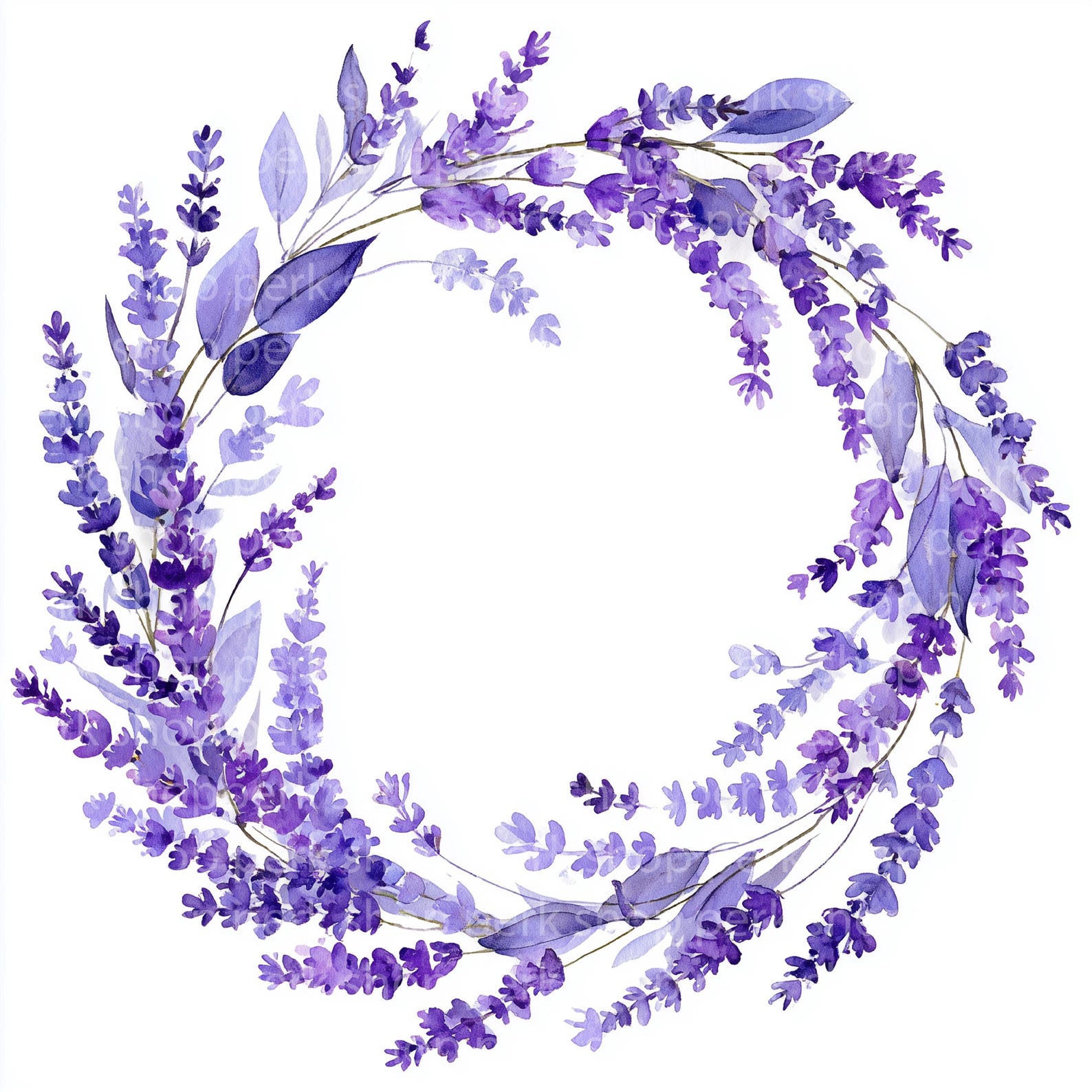 Lavender Wreath Watercolor Clipart: Purple Floral Frame (JPG Digital ...