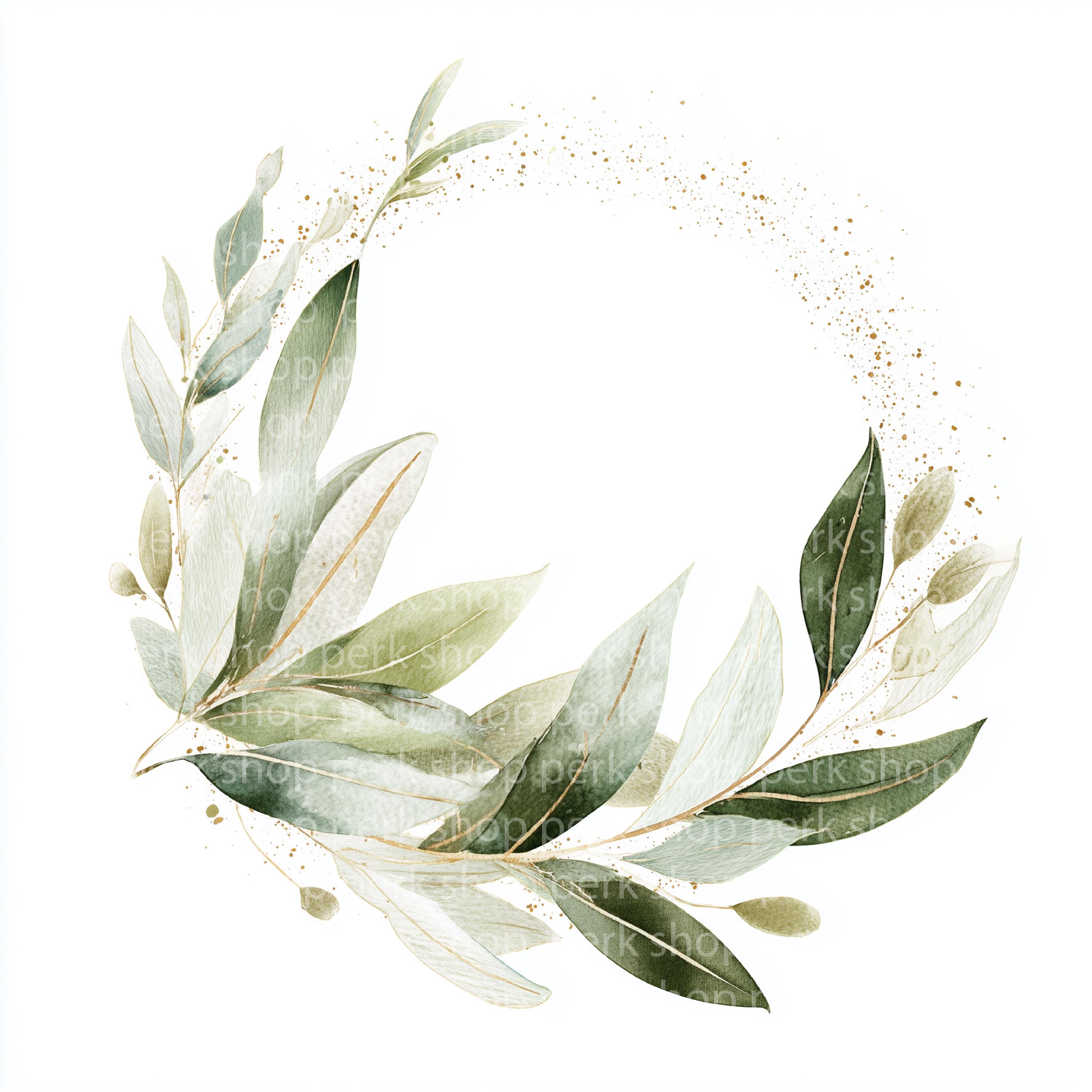 Eucalyptus Gold Leaf Clipart: Watercolor Foliage Art (digital Download ...