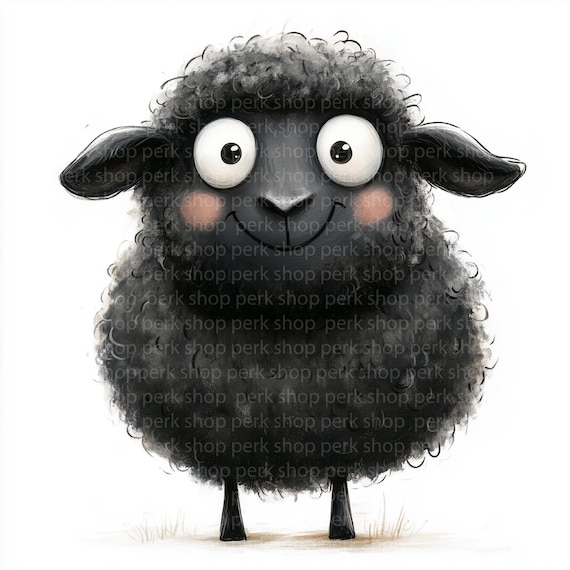 かわいい黒羊のクリップアート7選｜笑顔の漫画農場動物のイラスト