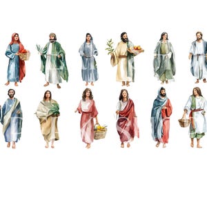Paquete de imágenes prediseñadas bíblicas en acuarela: Arte religioso PNG (descarga digital) imagen 3