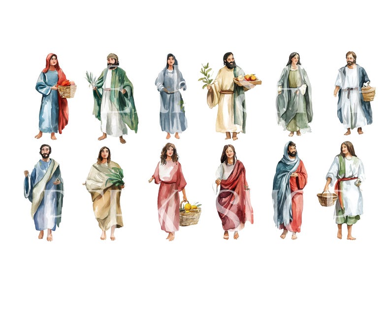 Paquete de imágenes prediseñadas bíblicas en acuarela: Arte religioso PNG (descarga digital) imagen 3