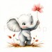 Baby Elephant Clipart Set: Watercolor Nursery Decor (digital Download ...