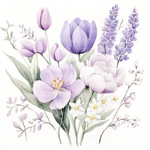 8 Wiosenny bukiet clipart, Tulipany kwiaty clipart, Akwarela Wydrukuj Wiosenne kwiaty na zaproszenie ślubne, cyfrowy scrapbooking jpg/png