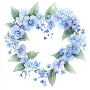 13 Clipart de fleurs de myosotis, fleur de printemps imprimable aquarelle de muguet, invitation, papier artisanal, journal, album numérique