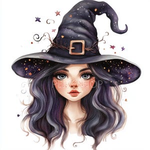 10 Enchanting Witch Girl Clipart - Instant Download for DIY Projects,  Halloween craft paper, scrapbook, printable art, junk journal sticker