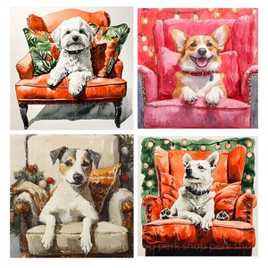 30 imágenes prediseñadas de perros, paquete de impresiones artísticas de perros navideños, diario basura, papel para álbumes de recortes, decoración del hogar, regalo para amantes de las mascotas, tarjetas navideñas con perros, jpg