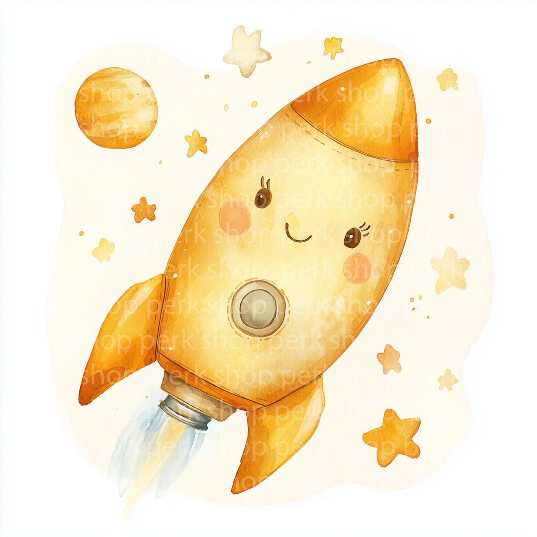 Cute Little Rockets 7 Baby Rocket Clipart, Kawaii Space Rocket Illustrations, Printable ...