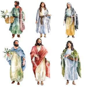 Paquete de imágenes prediseñadas bíblicas en acuarela: Arte religioso PNG (descarga digital) imagen 6