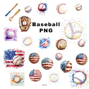 23 honkbalballen clipart png, honkbal clipart, afdrukbare aquarel clipart, hoge kwaliteit png's, digitale download, papercraft, tijdschriften