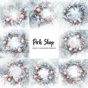 Aquarel kerstkranspapier, bloemenbal afdrukbare stickers, ambachtelijk papier plakboek, decorsublimatie, digitale download, png clipart