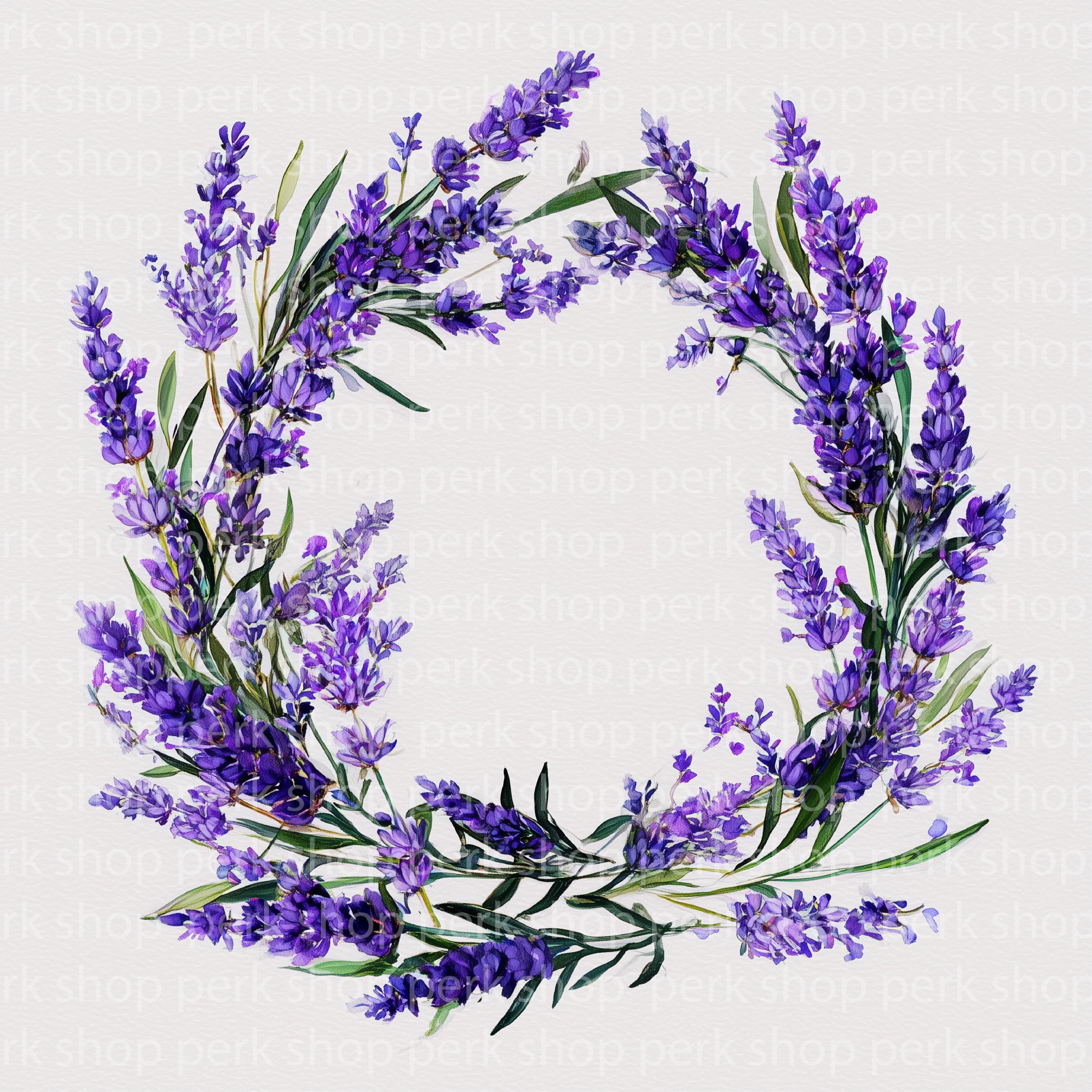 Lavender Wreath Watercolor Clipart: Purple Floral Frame (JPG Digital ...