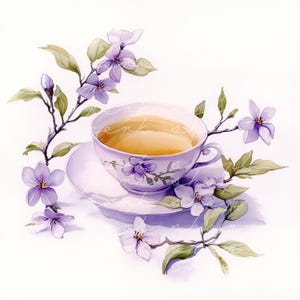 12 Clipart di tè floreale, Clipart di tazza di tè in porcellana, Fiori primaverili, invito di nozze, carta artigianale, diario, album digitale