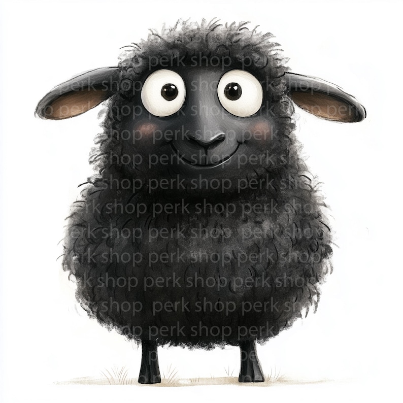 7 Cute Black Sheep Clipart | Smiling Cartoon Farm Animal Illustration ...
