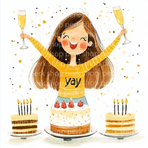 12 clipart peculiares de aniversariantes, designs divertidos de aniversário, JPG de alta qualidade, download digital, imagens para impressão, uso comercial, cartão de scrapbook