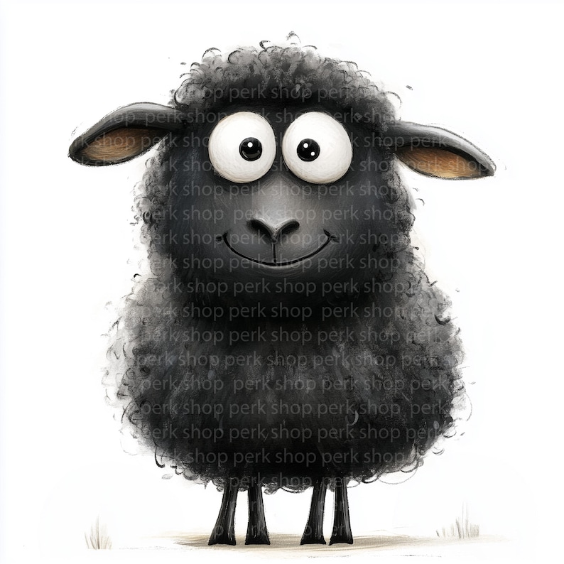 7 Cute Black Sheep Clipart | Smiling Cartoon Farm Animal Illustration ...