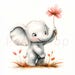 Baby Elephant Clipart Set: Watercolor Nursery Decor (digital Download ...