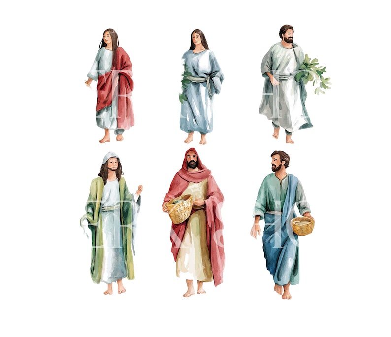 Paquete de imágenes prediseñadas bíblicas en acuarela: Arte religioso PNG (descarga digital) imagen 5