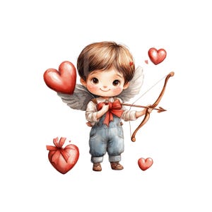 9 Valentinstag Amor Clipart, Fee Engel Illustrationen, schwarze Engel Png Sublimation, Baby Mädchen, Junge Amor Clip Art, Liebe PNG Aufkleber