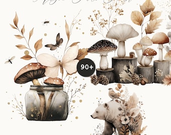 Watercolor Woodland Animals Clipart Bundle: Fall Forest PNG (Digital Download)