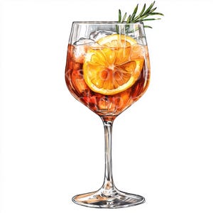 6 Clipart acquerello di Aperol Spritz, cocktail estivi Negroni, illustrazione di bevanda all'arancia, aperitivo, download digitale in formato JPG, carta da pacchi