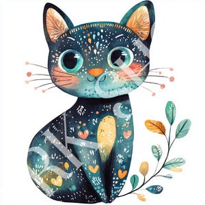 8 Colorful Artistic Cat Print - Perfect Gift for Cat Owners, Printable clipart, Digital Download, pet lover painting art, junk journal craft