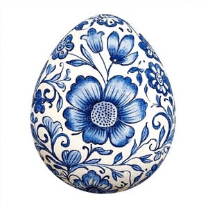 Clipart di uova di Pasqua, illustrazione acquerello di uova rurali, carta stampabile per la caccia alle uova floreali, artigianato di carte, scrapbooking, decorazione di diario spazzatura, blu