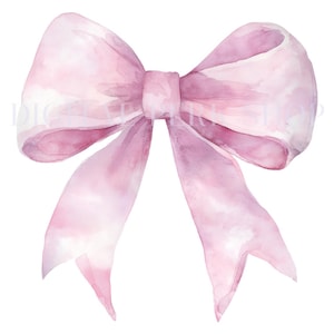 Pastell rosa Schleife Aquarell PNG Illustration, sofortiger Download - PNG transparent, dekoratives Element, Kinderzimmer, Hochzeit, Digital, Junk Journal