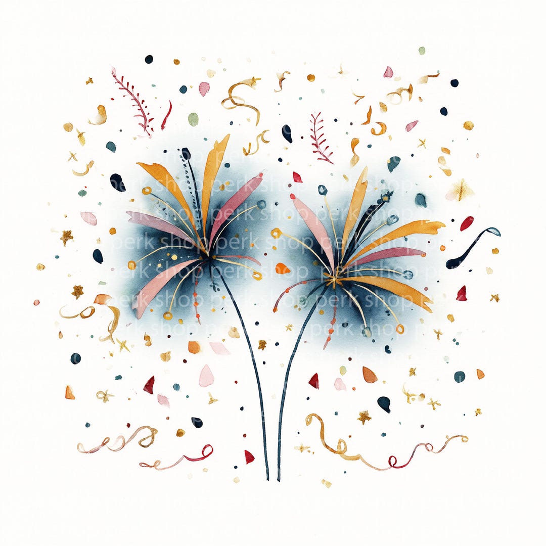 Watercolor Party Clipart, Birthday Confetti Illustrations, Party Decor ...