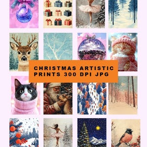 Christmas Artistic Wall Art Bundle, 70 Holiday Digital Prints, Winter Landscape Illustrations, Cozy Festive JPGs 300 DPI, Instant Download
