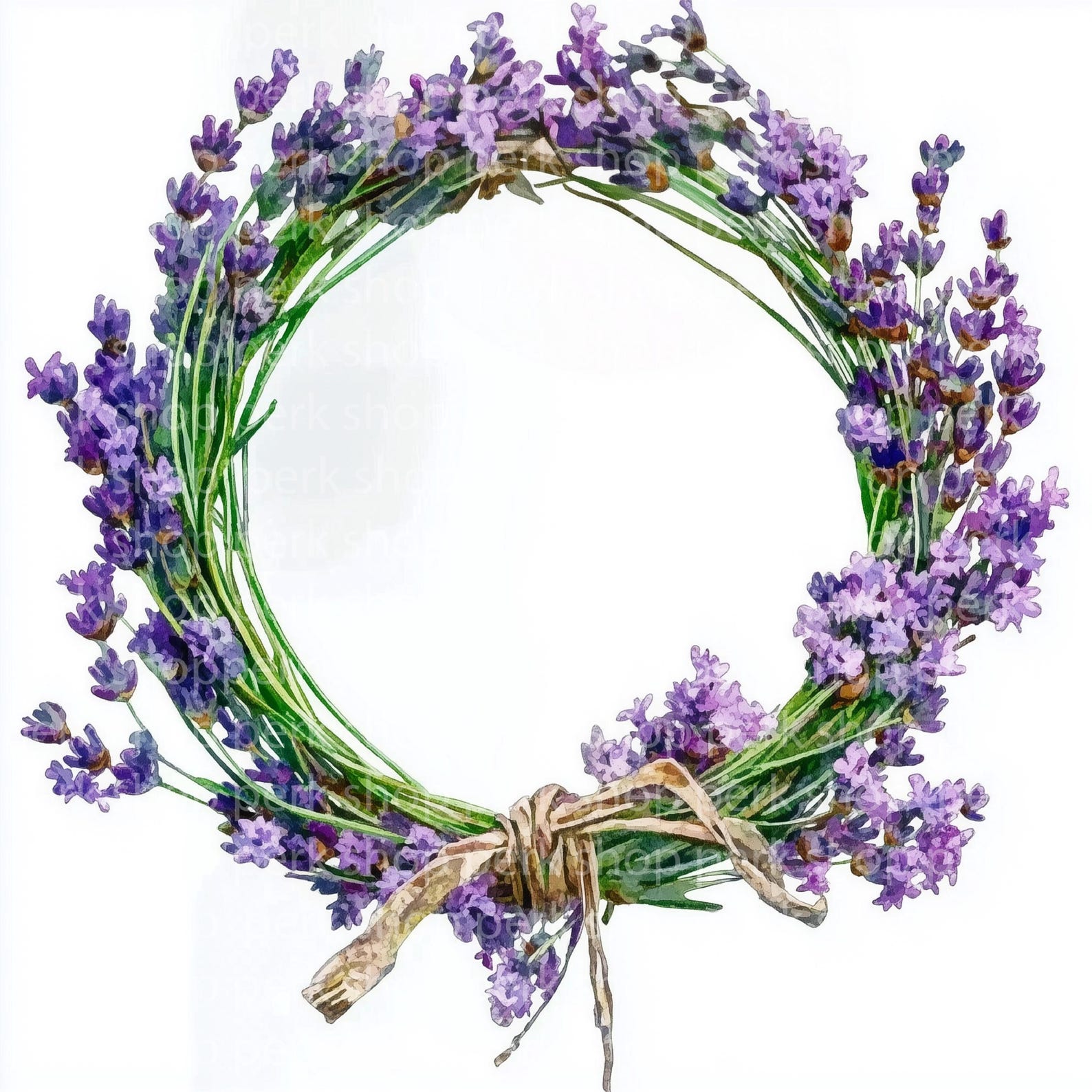 Lavender Wreath Watercolor Clipart: Purple Floral Frame (JPG Digital ...