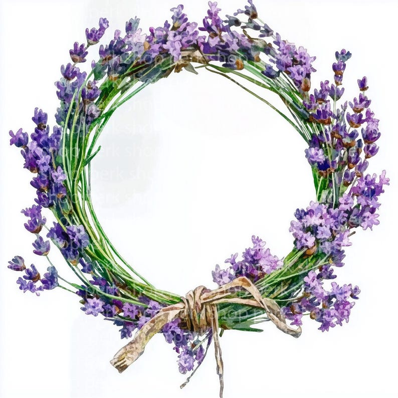 Lavender Wreath Watercolor Clipart: Purple Floral Frame (JPG Digital ...