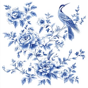 11 clipart floreali Chinoiserie, vittoriano vintage, Toile de Jouy, matrimonio barocco Biglietto d'invito stampabile, carta scrapbook, piastrelle digitali