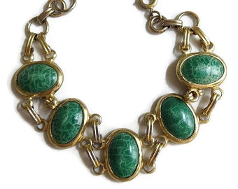 Grüne Splatter Lucite Cabochons Armband Link Stil Vintage