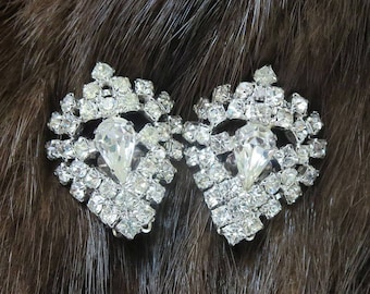 Pave Clear Rhinestone Domed Earrings Vintage Wedding Bridal