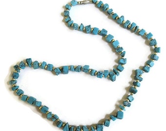 Faux Turquoise Chips Necklace Vintage