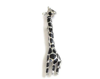 Black Enamel Giraffe Brooch Vintage Figural