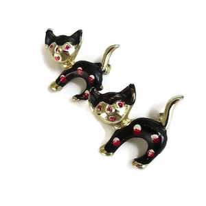 Polka Dot Kitty Katze Stifte Vintage Mid Century Emaille Retro-paar