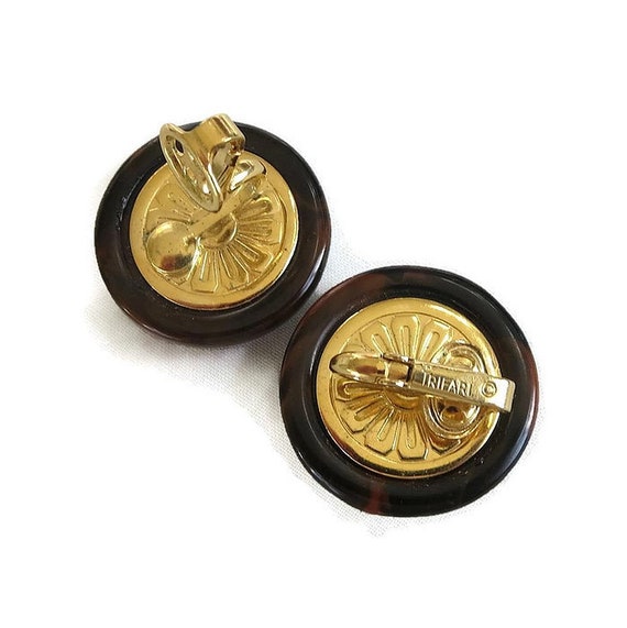 Brown & Butterscotch Swirl Lucite Button Earrings… - image 7