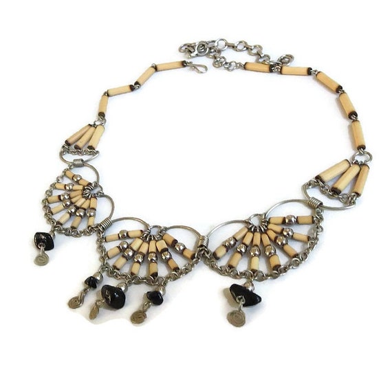 Gypsy Style Dangle Bib Necklace Vintage Ethnic Bo… - image 8