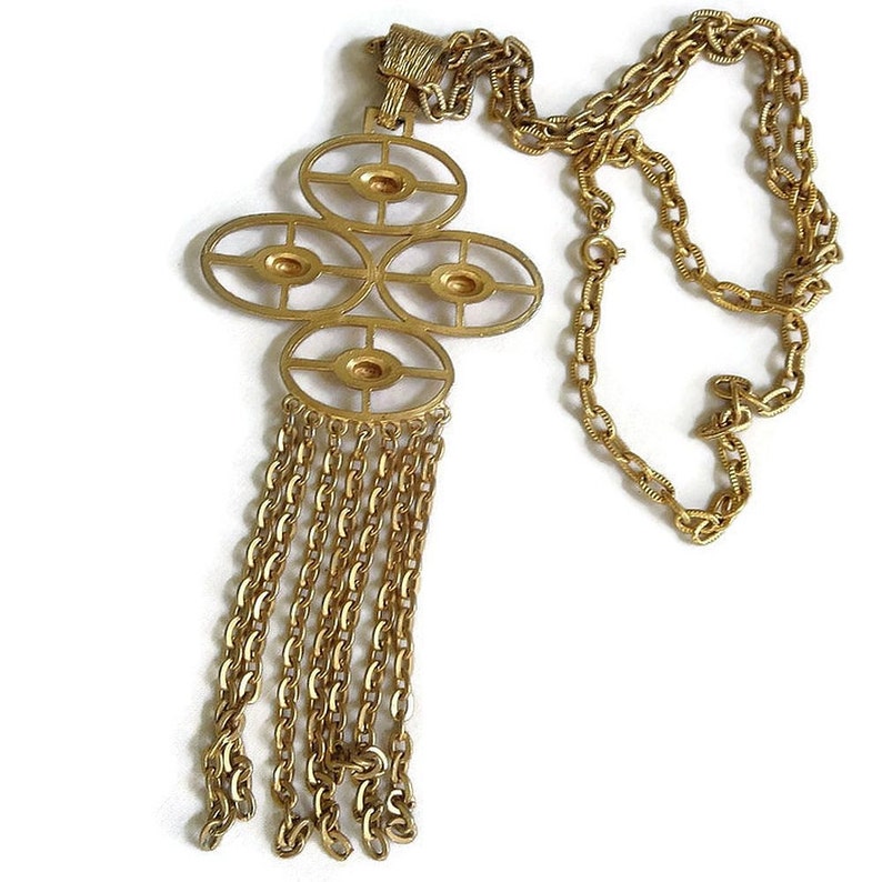 Large Modernist Tassel Pendant Necklace Vintage